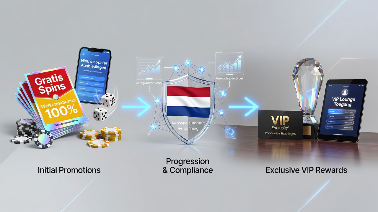 Weergave van VIP ladder met exclusieve beloningen en mobiele free spins in Nederlandse casinos