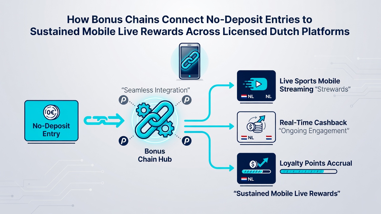Diagram van ketenovergangen van no-deposit naar live mobiele beloningen