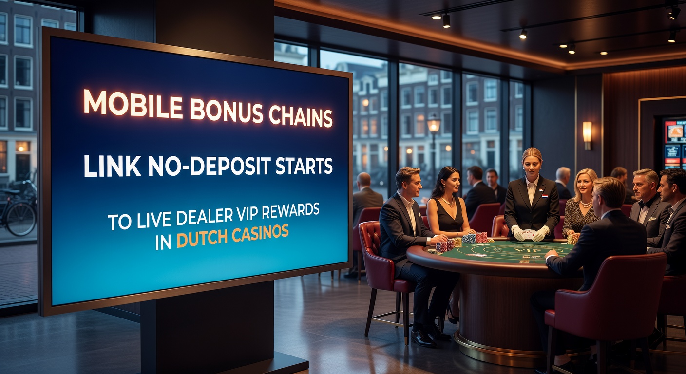 Voorbeeld van een bonus chain op mobiel: progressie van no-deposit spins naar VIP live dealer tafel met hoge limieten op een tablet