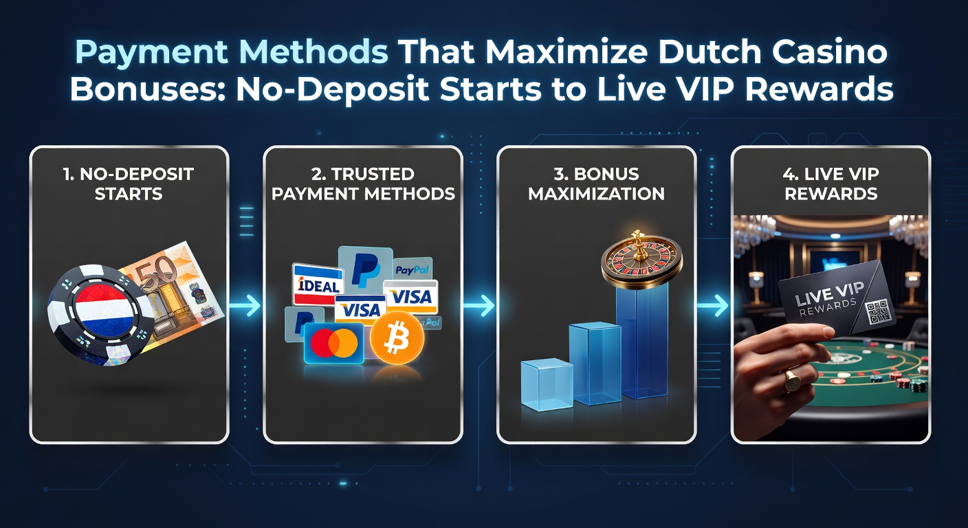 Grafisch overzicht van populaire betaalmethoden zoals iDEAL, e-wallets en bankkaarten die gekoppeld zijn aan Nederlandse casino bonussen, van no-deposit aanbiedingen tot VIP rewards